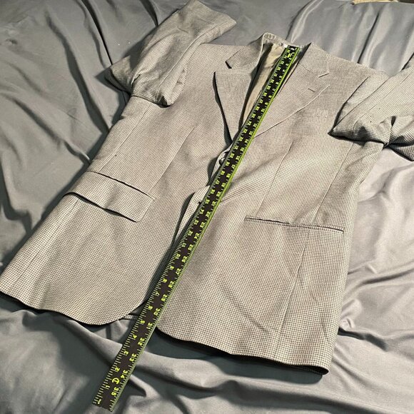 Oscar De La Renta Mens Blazer Jacket 38R Houndstooth Formal Gray Double Button - Picture 8 of 16